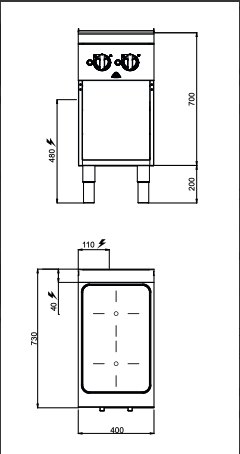 Cocina Bertos eléctrica de inducción con mueble Mod.SE7P2M/IND